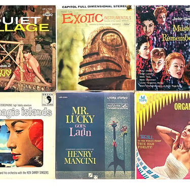 Lot of 7 Exotica+ LPs | Quiet Village / Martin Denny | EXOTIC Instrumentals | Mr. Lucky Goes Latin | The Magic Islands | more | (Lot #021) 