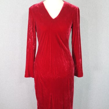 1990s Oscar De La Renta Red Velvet Dress || Cocktail Party ||  Marked Size 6 
