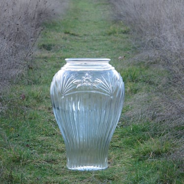 Antique Art Glass Vase french Art Nouveau Vase Extra Large Glass Vase Art Deco Vase Antique Glass Urn Pampas Grass Vase Clear Glass Flower 