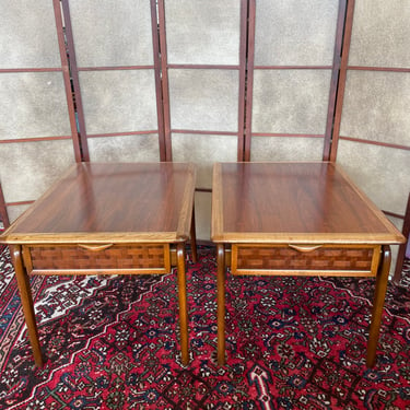 Mid Century Walnut Lane ‘Perception’ Side/End Tables Designed by Warren Church