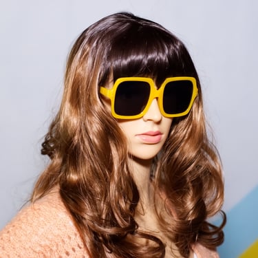 Retro Oversized Yellow Square Sunglasses 