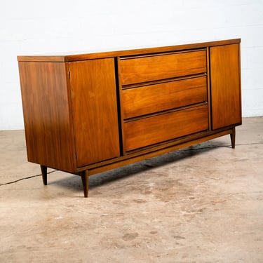 Mid Century Modern Credenza Dresser Cabinet Walnut Vintage Mcm American Bassett