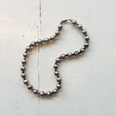 1950s Sterling Silver Ball Chain Necklace 