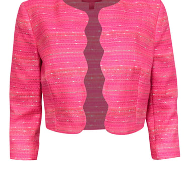 Lilly Pulitzer - Neon Pink Tweed Cropped Blazer Sz 4