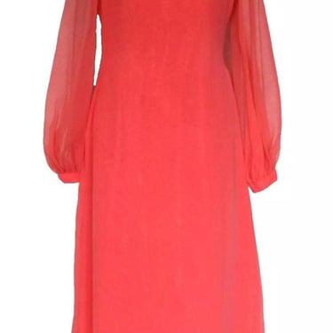 Vintage 70s Estevez Chiffon Maxi Dress, M Women, Mother of Bride Dress, Mother of Groom Formal Gown, Flowy 