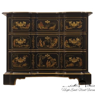 DREXEL HERITAGE Et Cetera Collection Black Painted Asian Chinoiserie 38" Block Front Gentleman's Chest 582-880 