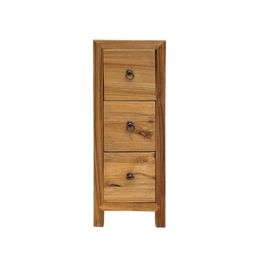 Oriental Natural Wood 3 Drawers Slim Narrow Chest Cabinet Stand cs7544E 