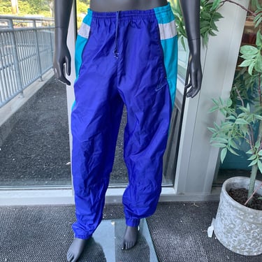 NIKE Vintage 100% Nylon Neon Joggers - Blue - Size XL 