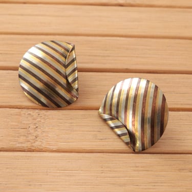 Striped Metal Fold Earrings