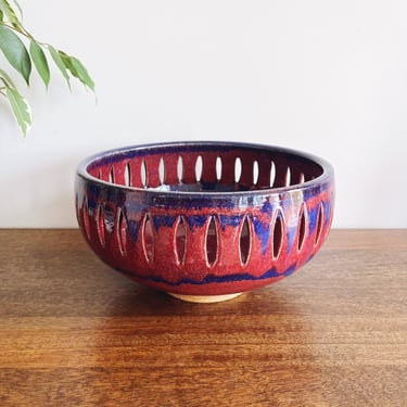 Vintage Stoneware Pottery Glazed Serving Bowl 