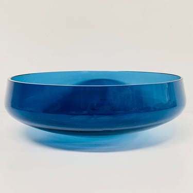 Vintage Blue Glass Bowl / Mid Century Modern / Littala Finland / Timo Sarpaneva / Unmarked / FREE SHIPPING 