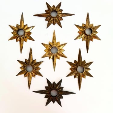 Brass Star Door Plates, Set of 7, C1960 