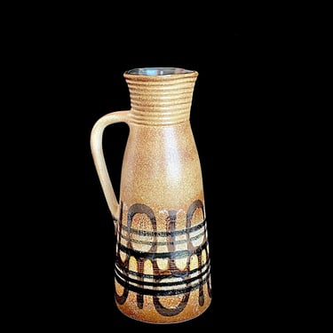 Vintage Mid Century Modern 1960s 1970s Modernist Israeli 12" Tall Pottery Pitcher / Vase w/ Modernist Design LAPID Israel 