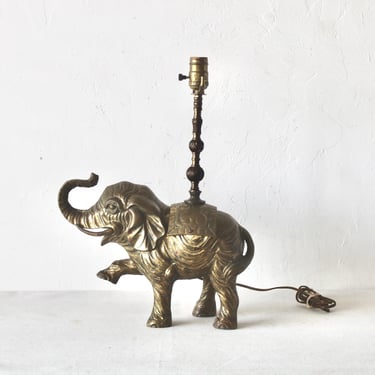 Maitland Smith Style Brass Figural Elephant Table Lamp Vintage 