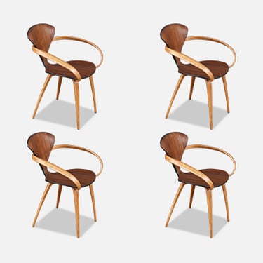 Set of 4 "Pretzel" Armchairs by Norman Cherner for Plycraft