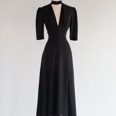 Iconic 1990's Anna Sui Black Rayon Crepe Dress Sold At Bergdorf Goodman / M