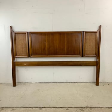 Mid-Century Headboard With Cane Front Detail- Full Size 