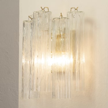 Wall sconce with Murano glass crystal color Made in Italy, vintage style wall lamp with glass trunk 