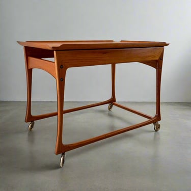 J. Ingvard Jensen Teak Rolling Bar Cart / Tea Cart - #A1749