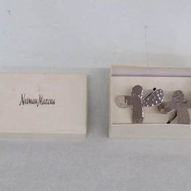 Neiman Marcus Hammered Silver Butterfly Napkin Rings Set of Two in Box 3770B