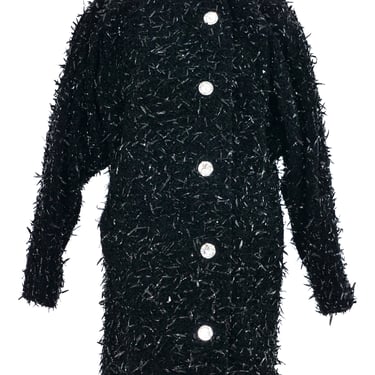 1970s Black Knit Tinsel Accented Coat