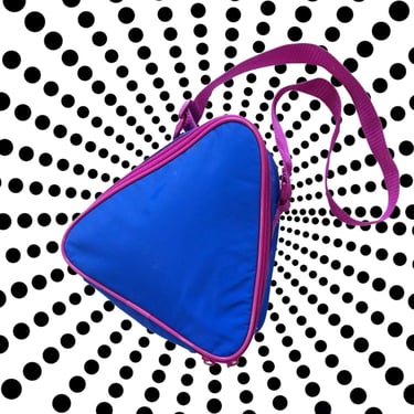 UNIQUE Vintage 80s 90s Blue & Purple Triangle Insulated Bag 