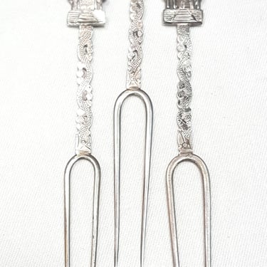 Cocktail Forks Asian Ornate Figural Silver 