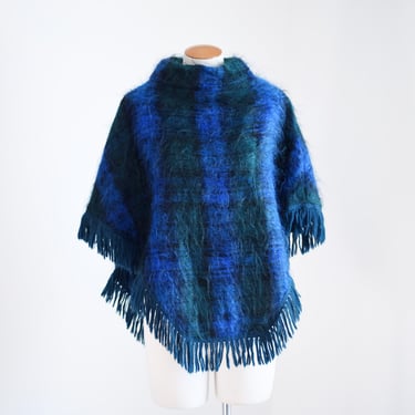 70s Mohair Plaid Cape 