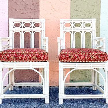 Pair of Painted Fretwork Side Chairs
