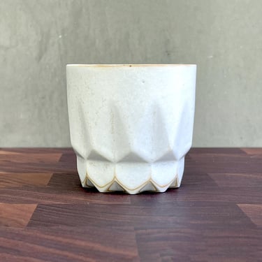 Porcelain Ceramic "Hex" Cup  - Satin Cream 