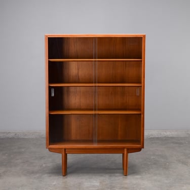 Børge Mogensen Teak Bookcase w/ Glass Doors Mid-Century Danish Modern Bookshelf Shelves Shelving 