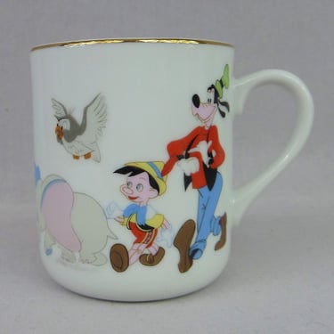 Vintage Disney Coffee Cup Mug - Mickey Mouse Club Band Leader - Donald Goofy Pluto Dumbo - Porcelain Made in Japan - Park Merchandise 