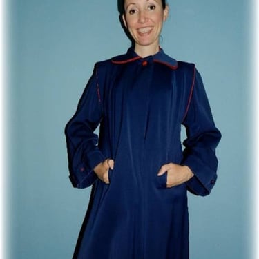 1940’s Navy Blue Wool Designer Swing Cape Jacket 