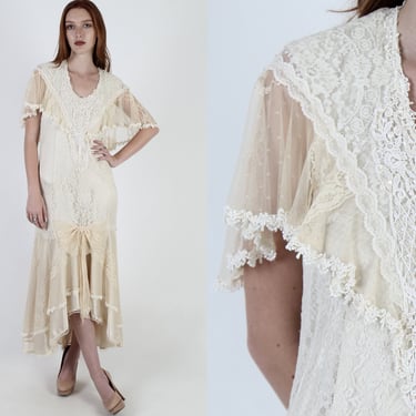 Susan Lanes Country Elegance Dress / Romantic Western Prairie Style / Vintage Historical Period Saloon Dress 