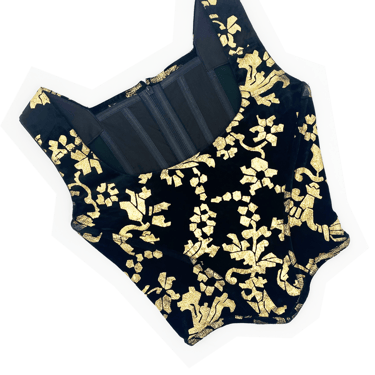 Vivienne Westwood 90s gold foil print corset