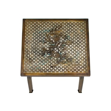 Philip and Kelvin LaVerne "Kuan Su" Side Table with Flower Motif 1960s (Signed)