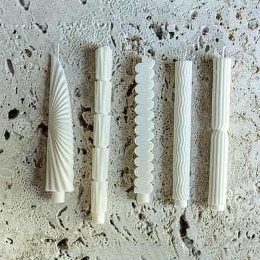 Decorative Taper Candles Set of 5 Pairs | Long Tall Roman Candles | Wedding Gift | Holiday Gift | Modern Cool Shaped Aesthetic Candlesticks 