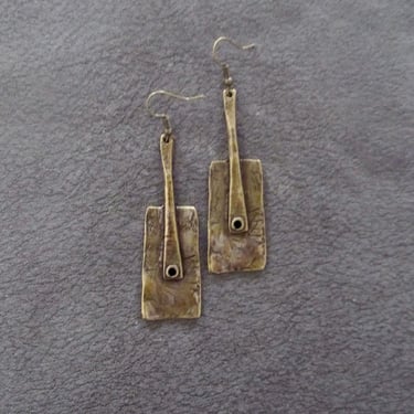Mid century modern earrings, etched bronze earrings, industrial earrings, ethnic earrings, boho chic earrings, bohemian, contemporary 