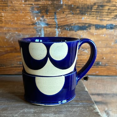 Mug - Blue with Tan Geometric Patterns 