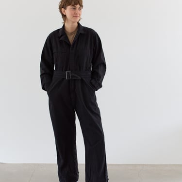 Vintage Overdye Black Belted Coverall | Herringbone Twill Jump Suit Jumpsuit | Cotton Onesie Mechanic | Boilersuit Boiler Suit | M | BC04 