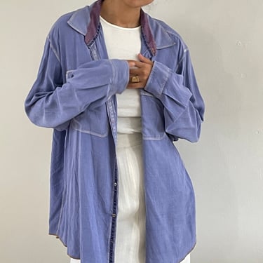 90s silk pocket shirt / vintage lilac lavender sand washed tissue silk oversized boyfriend button down pocket shirt blouse | Extra Large 