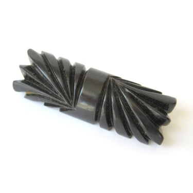 Carved Black Bakelite Brooch, Art Deco Brown Black Bakelite Brooch Pin, Vintage Bakelite Jewelry, Rare Collectible Jewelry Pin 