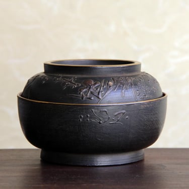 Antique Wooden Owan Bowl | Testusabi Iron Rusty Lacquerware | Japanese Tableware | 1088 