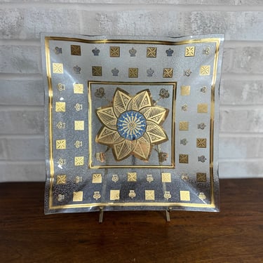 Cera Gold Flower Bent Glass Plate 
