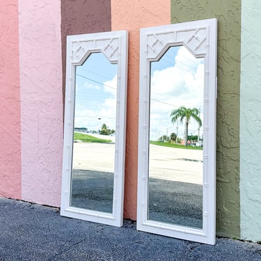 Pair of Palm Beach Style Faux Bamboo Mirrors