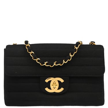 Chanel Black Wool Jumbo Classic Flap Shoulder Bag