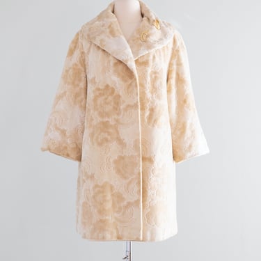 Gorgeous 1960's Vanilla Plush Velvet Brocade Swing Coat / ML