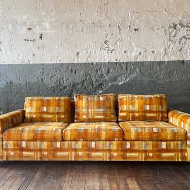 Mid Century Modern Funky Orange + Chrome Sofa by Rowe COUCH VINTAGE MCM LARSEN