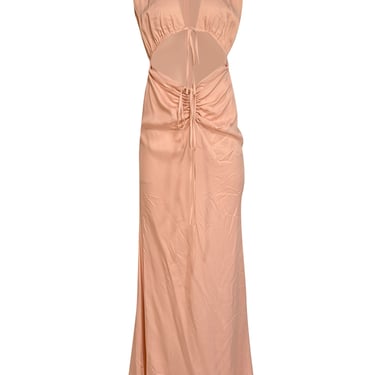 Lapointe - Light Pink Satin Shirred Maxi Dress Sz 6