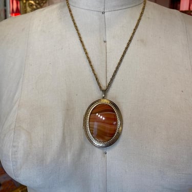 vintage 1970s locket sarah coventry necklace stone pendant chunky 70s accessorie 